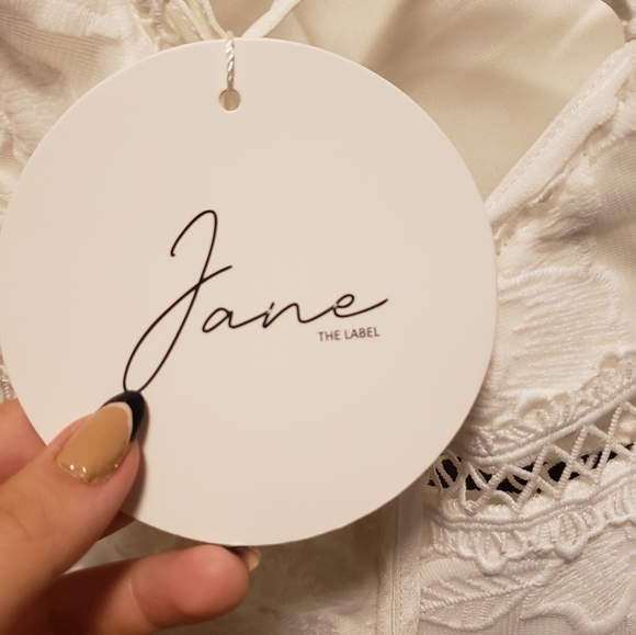 White Lace Short Dress with Cute Shoulder Straps - Picture 5 of 5